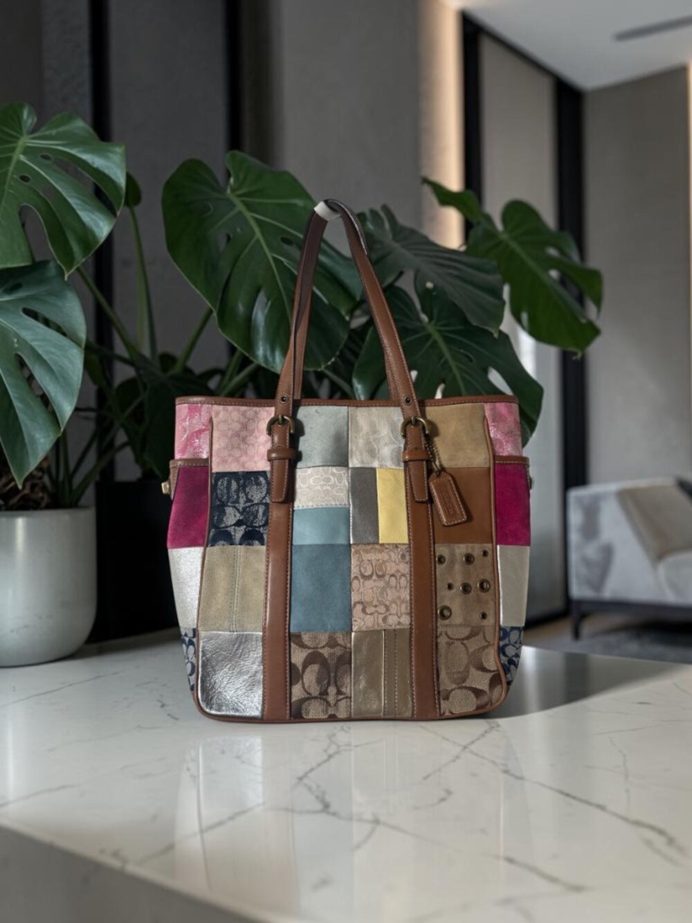 Coach Patchwork Signature Multicolor Tote Shoulder Bag